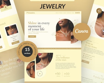 Jewelry Website Canva Template, Elegant One-Page Design