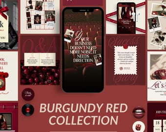 Burgundy Instagram Templates for Business Coach | Canva Posts, Stories, Carousels & Highlights
