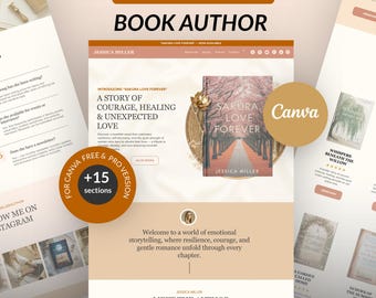 Website-sjabloon voor boekauteurs in Canva • Elegant Terracotta Goud Licht Academia (Digitale download)