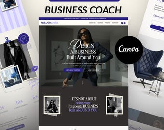 Business Coach Canva Landing Page Template, Navy Blue Coaching Website Funnel