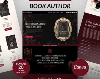 Dark Romance Author Website Template, Canva Website for Authors, Romance Book Launch Website, Writer Website Template