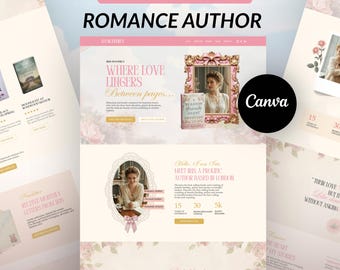 Romance Author Canva Website Design | Pink Floral Soft Aesthetic | Book Marketing Book Launch Theme | Historical Regency & Fantasy Romance