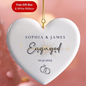 Custom Engaged Ornament with Names & Date, Personalized Wedding Ornament