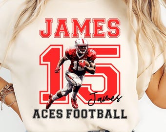 Custom Name and Number Football Player Shirt, Football T-shirt, Custom Team Name Shirt, High School Football Tee