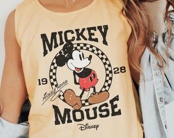Retro Mickey Mouse Comfort Colors Tank Top, Womens Disney, Classic Mickey Crop, Disneyworld Fan Tee, 1928 Disneyland Shirt