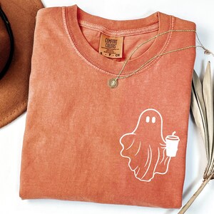 Comfort Colors® Сute Ghost Coffee Shirt, Сute Little Ghost Coffee T-shirt, Boo Ghost Shirt, Ghost Coffee Shirt, Halloween Coffee Lovers
