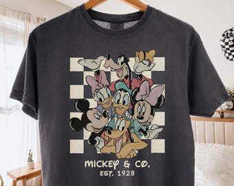 Disney Mickey & Co Est. 1928 Comfort Colors Boxy Tee, Disneyland Mickey And Friends Crop Top, Disneyworld Trip Girls Tee, Gift Ideas for Her