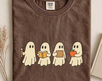 Halloween Teacher Comfort Colors Shirt, Spooky Teacher Shirts, Halloween Gift for Teacher, Ghost Teacher Tee, Fall Autumn Teacher Shirt