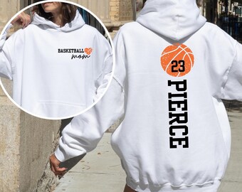 Personalized Basketball Mom Sweatshirt and Hoodie, Custom Basketball Jersey Number & Name, Mom Basketball Sweatshirt,Gift for Basketball Mom