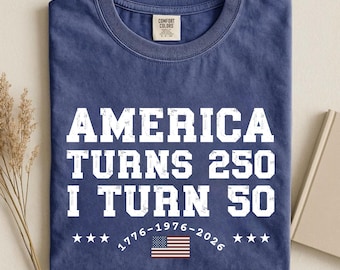 Camiseta Comfort Colors Vintage 50º Cumpleaños 1976, Camiseta America Turns 250, Regalo de 50º Cumpleaños, Camiseta Patriótica de Cumpleaños 1776 2026 Regalo de Cumpleaños