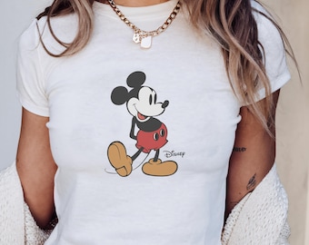 Retro Mickey Disney Baby Tee, Classic Mickey Baby Tee, Magic Kingdom Shirts, Classic Mickey Baby Tee, Y2k 90s Style Mickey Mouse Tee