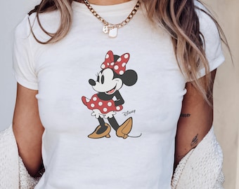 Retro Minnie Baby Tee Shirt, Disney Minnie Baby Tee, Y2k 90s Style Minnie Mouse Tee