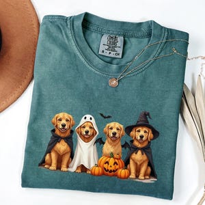 Comfort Colors® Halloween Golden Retriever Shirt, Halloween Dog Shirt, Ghost Dog Shirt, Dog Lover Gift,Dog Halloween Shirt,Golden Mama Shirt