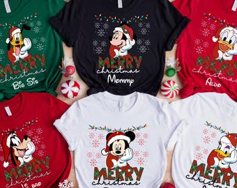 Custom Disney Family Christmas Shirt, Matching Christmas Tees, Personalized Disney Character Christmas Shirt, 2025 Mickey’s Very Merry Shirt