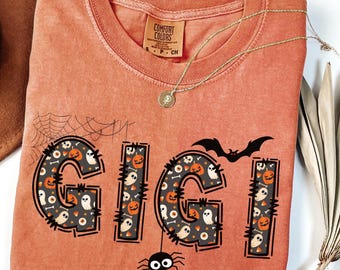 Comfort Colors Halloween, Gigi Shirt Spooky, Gigi Fall Tee Cute, Halloween Graphic Shirt for Gigi, Spooky Season Tee for Grandma