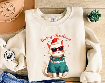 Meowy Christmas Shirt,Cat Merry Christmas Sweatshirt,Cat Lover Xmas T-Shirt,Christmas Cat Mom Sweater,Catmas Gift For New Year,Xmas Crewneck