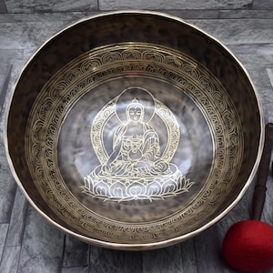 Large Hand Hammered Singing Bowl: Tibetan Meditation Chakra Bowl - 11/12/13 inch