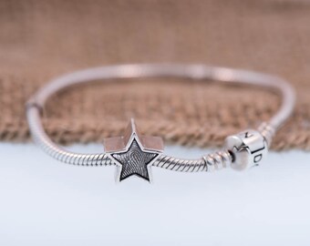 Star Fingerprint Charm Handcrafted In Pure Silver