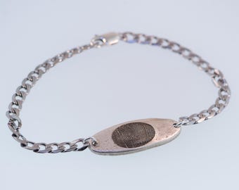 Personalized Fingerprint • River Rock Natural Bracelet • Father's Day Gift  • Loved One's Fingerprints Jewelry • Father's Gift •