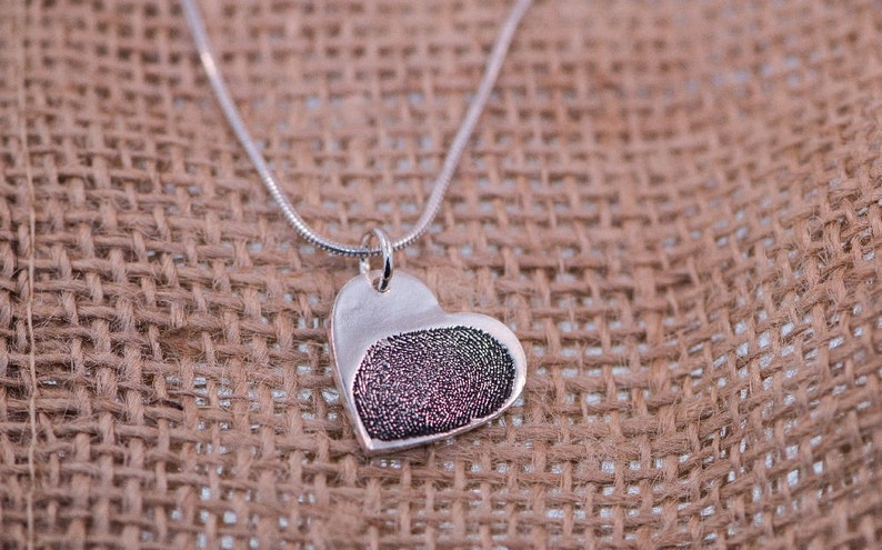 FingerPrint Heart Shape Silver Charm image 1