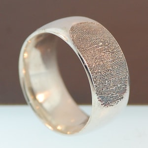 Personalized Unisex Fingerprint Sterling Silver band