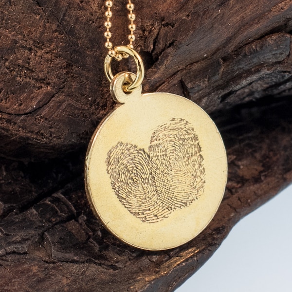 Fingerprints on Circle Gold Pendant 2cm