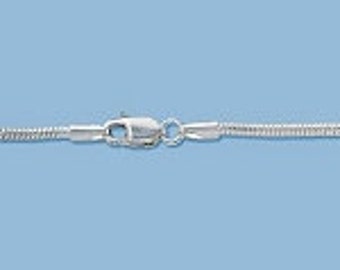 Cadena de serpiente de plata de ley de 1 mm