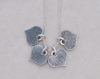 Personalized Fingerprint Heart Charm  • Fingerprint Charm • Loved One's Fingerprints Jewelry Mother’s Day Gift  • Dainty fingerprints