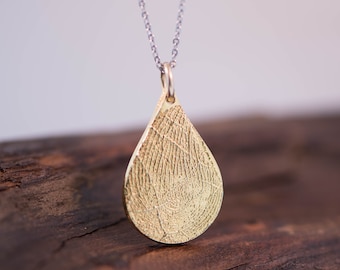 Fingerabdruck Teardrop Gold Anhänger
