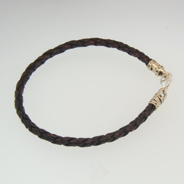 Braided Leather Bracelet Sterling Silver Findings