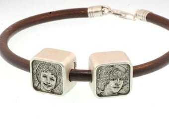 Engraved Photo Charm - In Sterling Silver fits Pandora Bracelets.
