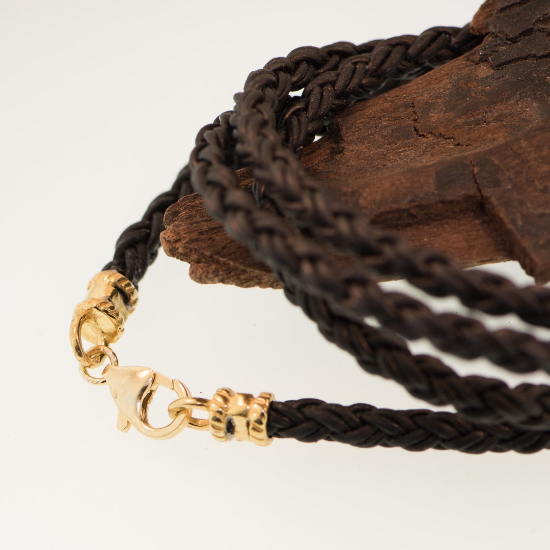 Braided Leather Cord Necklace Goldfilled Findings Etsy