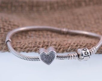 Heart Fingerprint Charm Handcrafted In Pure Silver