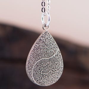 Teardrop Fingerprint Necklace • Dainty Fingerprint Pendant • Loved One's Fingerprints Jewelry • Memorial Gifts • Mother's Gift • image 7