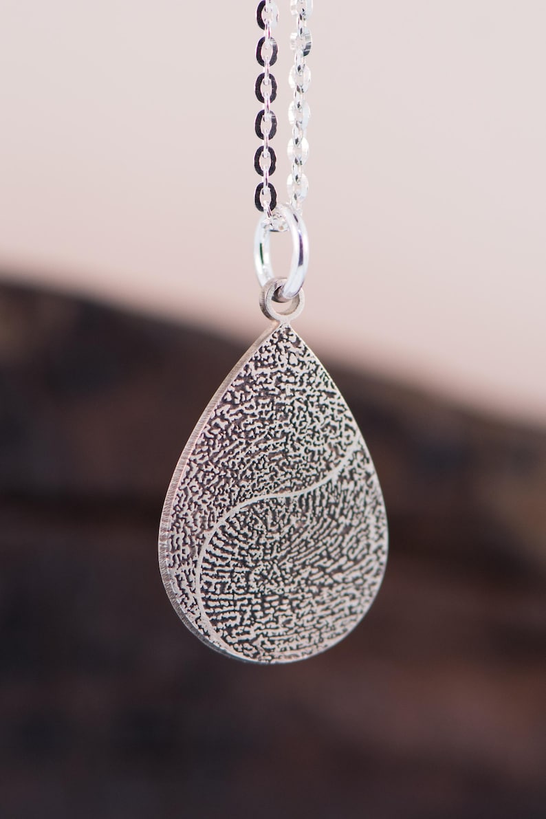 Teardrop Fingerprint Necklace • Dainty Fingerprint Pendant • Loved One's Fingerprints Jewelry • Memorial Gifts • Mother's Gift • image 7