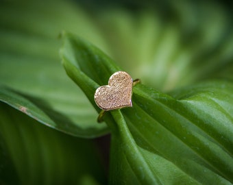 Heart Personalized Fingerprint Fine Silver Ring dipped in 24K gold