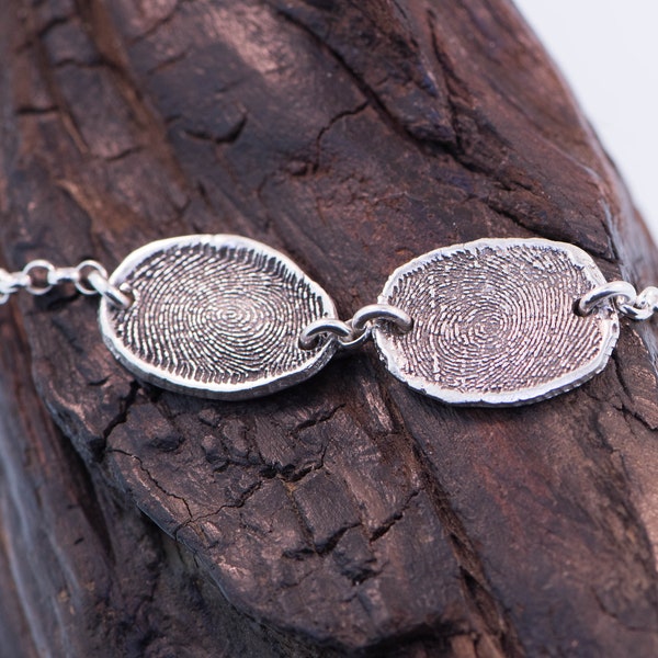 Natural Fingerprint Silver Bracelet