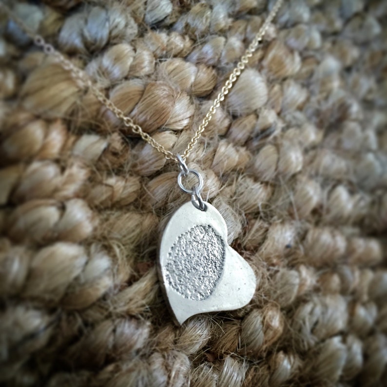 FingerPrint Heart Shape Silver Charm image 3