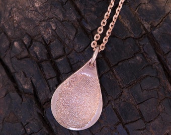 Fingerprint Teardrop Rose Gold Pendant