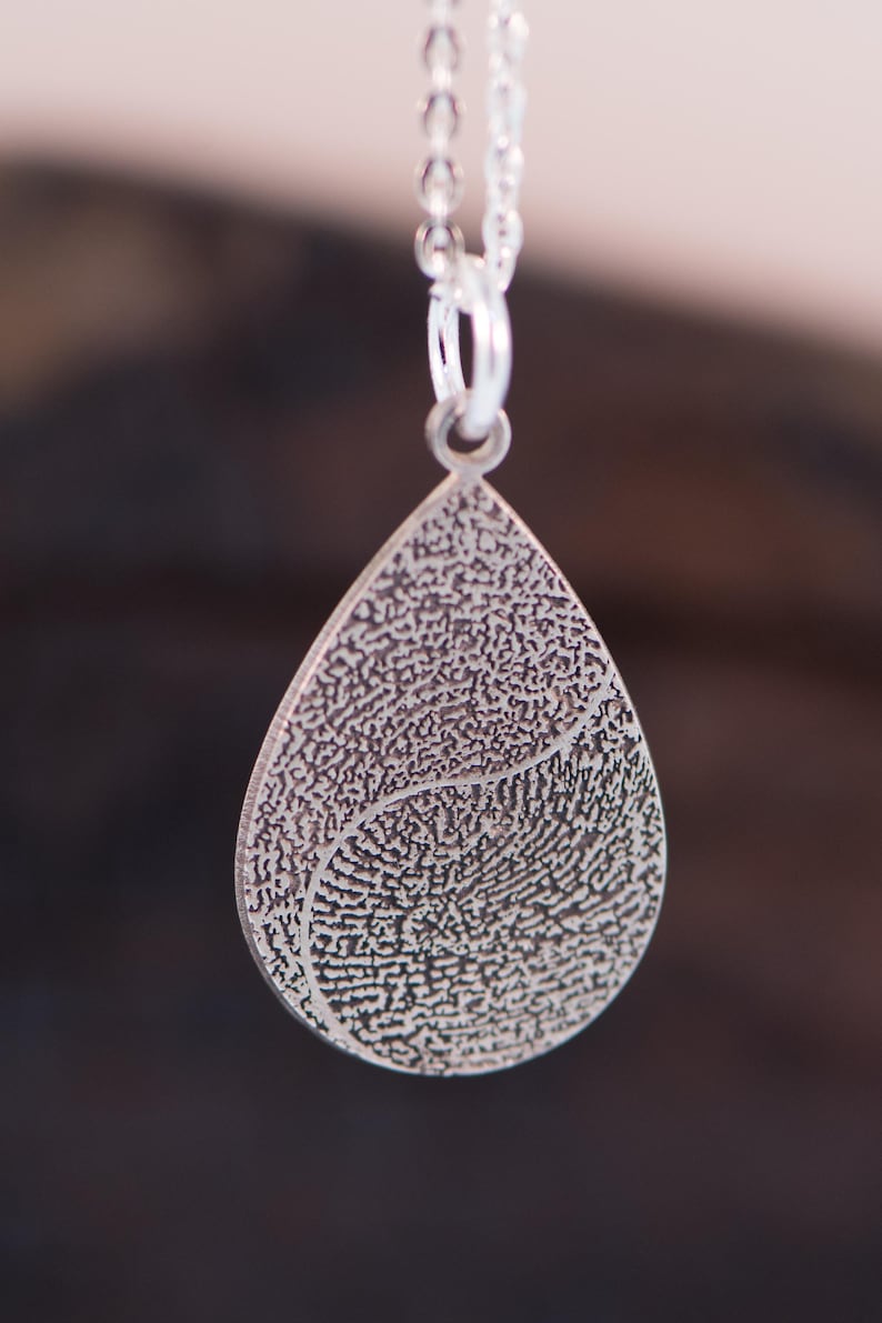 Teardrop Fingerprint Necklace • Dainty Fingerprint Pendant • Loved One's Fingerprints Jewelry • Memorial Gifts • Mother's Gift • image 8