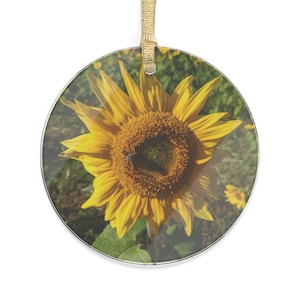 Sonnenblume Acryl Ornamente | Naturinspiriertes Weihnachtsdekor, individuelle Ornamente, Geschenkidee für Sonnenblumenliebhaber, Innendekoration