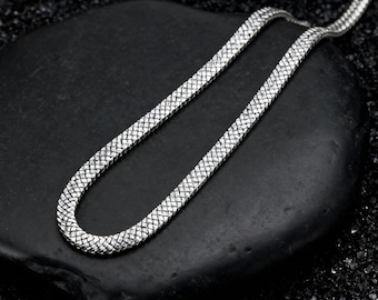 Mens Braided 925 Sterling Silver Chain Necklace: Italian Woven Design