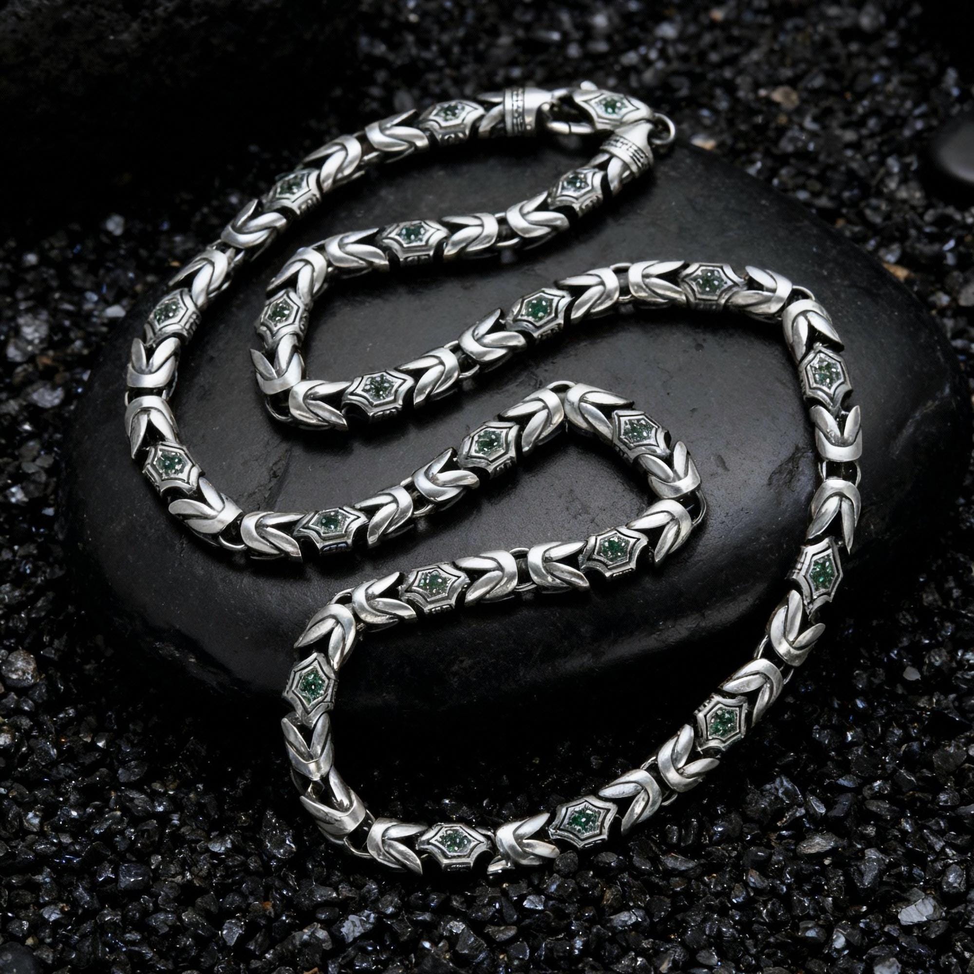 Vintage 925 Sterling Silver Chain Necklace: Gothic Biker Jewelry