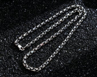 Sterlingzilveren tarweketting: gepolijste vintage motorsieraden