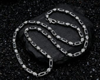 Geoxideerde sterlingzilveren ketting, gotische sieraden cadeau voor hem