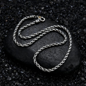 Oxidized Sterling Silver Rope Chain Necklace: Minimalist Men's Jewelry