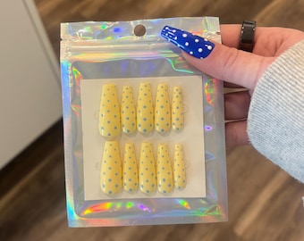 Butter Yellow Polka Dot Press On Nails