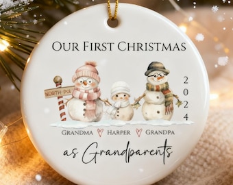 Personalized New Grandparents Ornament , First Christmas As Grandparents Ornament From Grandchild , New Baby Ornament ,Gift For Grandparents