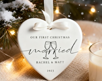 First Christmas Married Ornament ,Wedding Keepsake ,First Christmas As Mr And Mrs Gift 2025,Custom Christmas Married Ornament, Gift for her