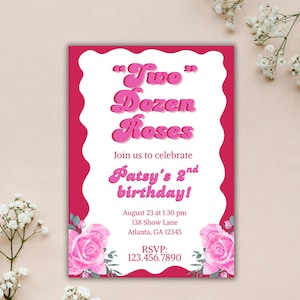 Two Dozen Roses 2nd Birthday Invitation | Country Music-Inspired | Printable & Editable | Instant Download